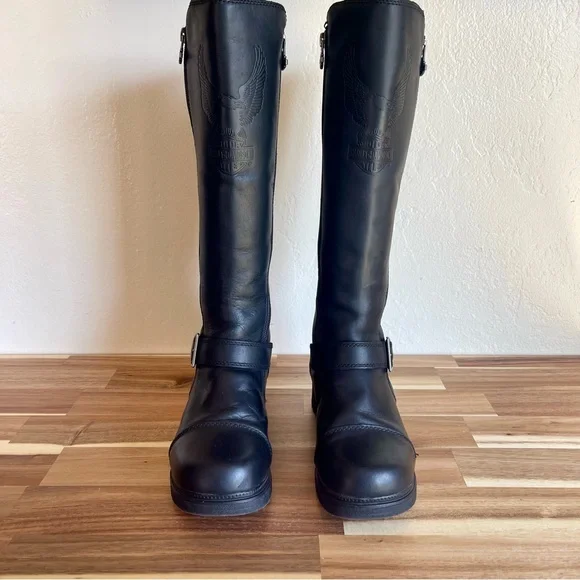 Harley-Davison Women’s Hetcheson Black Leather Moto Riding Boots Sz 8